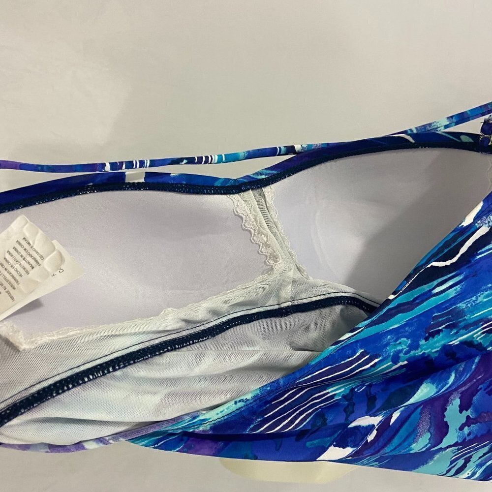 Ralph Lauren Women's Blue Calypso Bandeau Tankini Swimsuit Top Size 12 NWT - Picture 6 of 9